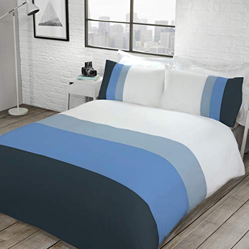 Sleepdown Juego de Funda de edredón Reversible de fácil Cuidado, Color Azul Marino, con Funda de Almohada, 135 x 200 cm, Color Azul Marino