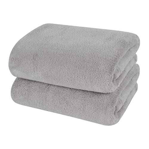 VIVOTE Toalla de mano de microfibra, suave, suave, absorbente, secado rápido, para baño, cocina, viaje, 40 x 76 cm, pack de 2 (gris claro)