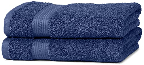 Amazon Basics - Juego de toallas (colores resistentes, 2 toallas de manos), color Azul Real