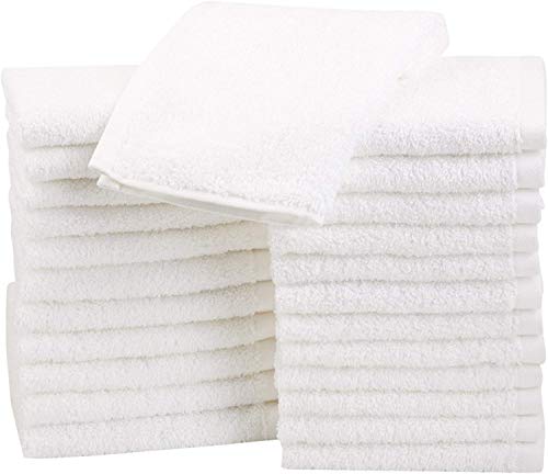 Amazon Basics Paños de algodón (30,5 x 30,5 cm), 24 Unidad, Blanco