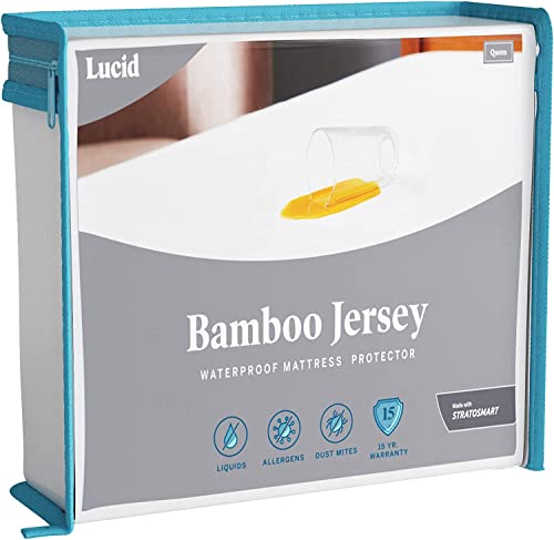 LUCID Protector de colchón de tejido de bambú – Extremadamente suave – Impermeable , 90 x 190 cm
