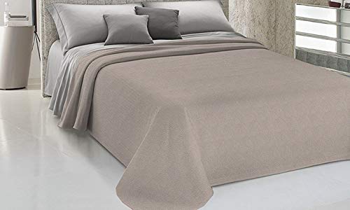 HomeLife Colcha Fina de Verano y Primavera para Cama de 90 cm | Edredón Estampado con Efecto micromoteado Fabricado en Italia | Colcha cubrecama de algodón con Estilo borbonés | Beige, 170x280