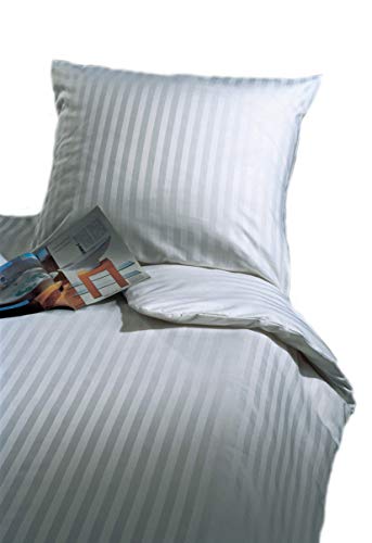 TextilDepot24 Ropa de cama de 20 mm, rayas con cierre de hotel, 100% algodón, funda de almohada y funda de edredón