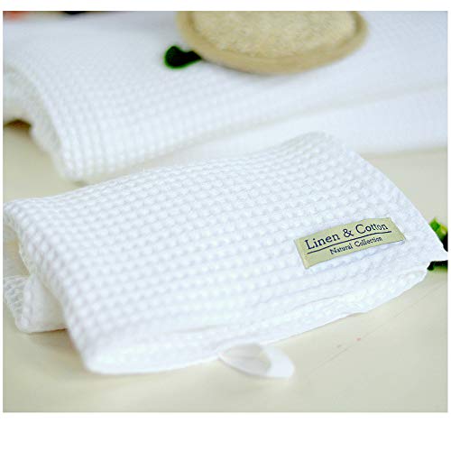 Linen & Cotton Toallas de Mano/Baño LEILA- 100% Algodón, 35 x 50cm, Blanco