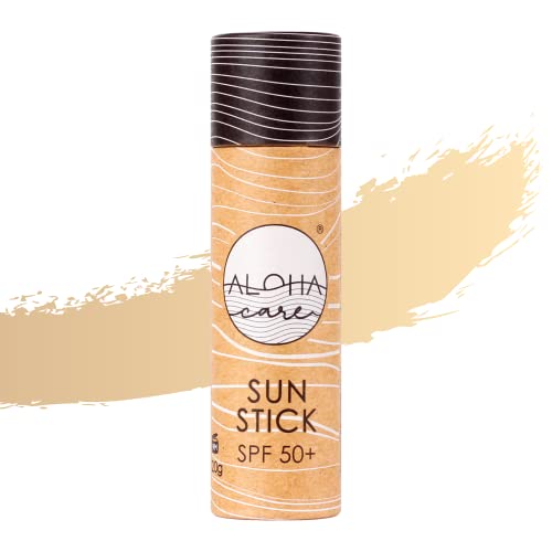 Aloha Sun Stick SPF 50+ | Protector solar mineral teñido para el surf | Tubo de papel ecológico (beige)