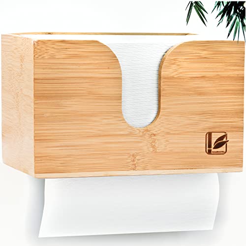 Bamboovia Dispensador de toallas de papel de bambú para fijación a la pared o de pie para la mesa | Dispensador de toallas de papel adecuado para toallas de papel plegable C/V - Fácil instalación