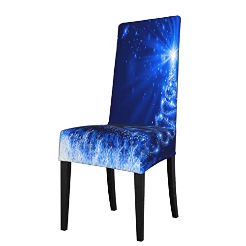 losolese Fundas para sillas Azul Navidad Pino Árbol Nieve Asiento Protector Estiramiento Silla de Comedor Funda de Asiento Funda para sillas