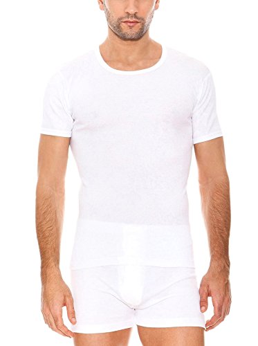 ABANDERADO Camiseta Manga Corta Caballero Algodon, Blanco L, 1 unidad