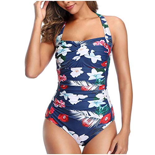 INLLADDY Traje de baño para mujer con copas de verano push up, traje de baño de una pieza, vestido de verano, Blanco, 34