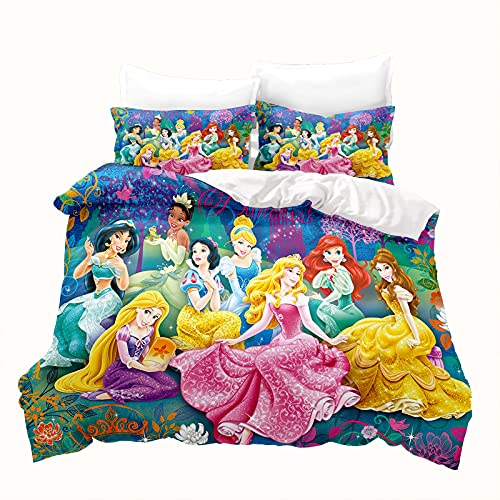 LKFFHAVD Juego de ropa de cama de princesas Disney Rapunzel – Funda nórdica de 135 x 200 cm, con impresión 3D de microfibra, funda de almohada (220 x 240 cm, 18)