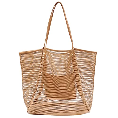 Bolsa de malla para la playa – Bolsa grande de playa para piscina, bolsa de compras de malla para la playa, bolsa de playa plegable de malla para juguetes, toallas, chanclas