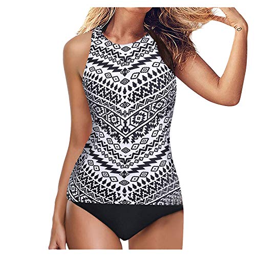 KEIZHUONIQIU Conjunto de tankini para mujer sobre cruz, chaleco, parte superior, tanga, traje de baño dividido, deportivo, de dos piezas, multicolor, ropa de playa con almohadillas, tallas grandes 54,