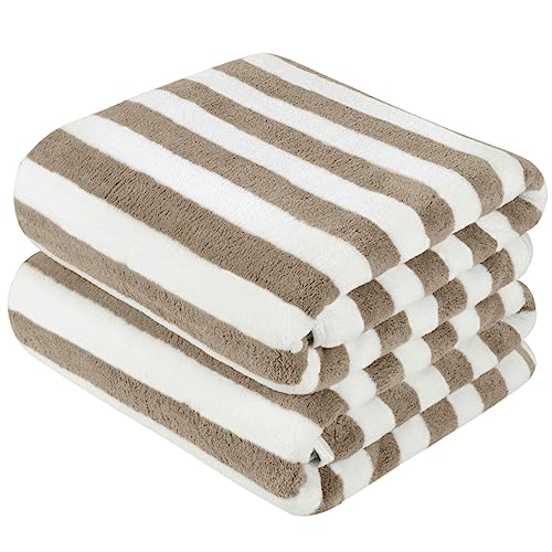 KinHwa Toalla de baño de microfibra, tamaño XXL, 80 cm x 180 cm, 2 unidades, secado rápido y sin pelusas, toalla de ducha, toallas de sauna, suaves y absorbentes, color marrón