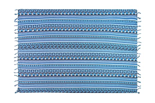 SAIVONA Pareo pareo mujer tela pareo playa falda cruzada playa como toalla envolvente vestido cruzado hecho a mano mujeres con producción de comercio justo rayas batik tonos de azul