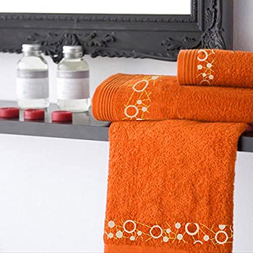 FranquiHOgar Juego de 4 Toallas para el baño Bordadas de algodón | 2 Colores (Naranja)
