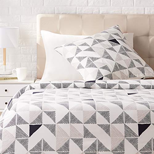 Amazon Basics - Juego de ropa de cama con funda de edredón, de satén, 135 x200 cm / 80 x 80 cm x 1, Multicolor (Diamond Fusion), estampado