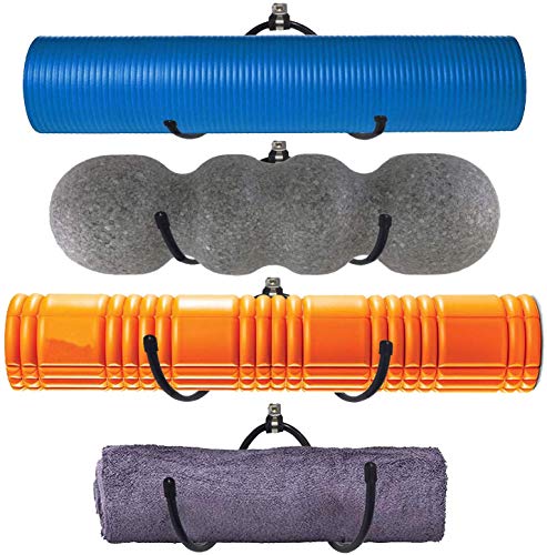 Estante de almacenamiento de espuma para esterilla de yoga, con ruedas enrolladas para toallas de baño,para montar en la pared, para baño, yoga, masaje muscular, esterilla de ejercicio,(4 unidades)