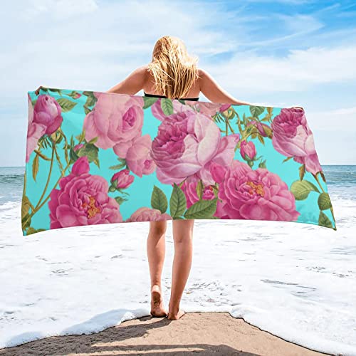Yanyan Art Toalla de Playa Vintage Shabby Chic Rose Pattern Toalla de Microfibra Manta de Playa para Adultos Niños Manta de Picnic al Aire Libre 74x150cm/29 x59