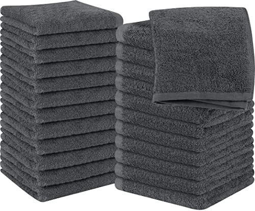 Utopia Towels - Juego de Toallas de Algodón - 100% Algodón Hilado en Anillos, Toallas Faciales De Primera Calidad, Muy Absorbentes Y Suaves (30 x 30 cm) (24 Paquetes, Gris)