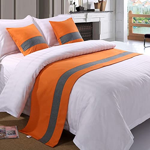 TTiiLoe Camino de cama para pie de cama, patrón de rayas, decoración naranja, funda de protección de cama, bufanda de cama, toalla de cama, tapete de cama, 180 x 50 cm