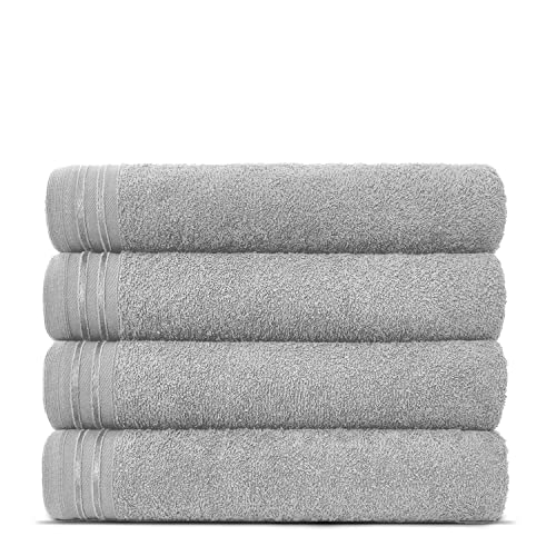 Lions Bath Towels - Juego de 4 toallas para baño super absorbentes, de secado rápido y extragrandes, toallas de 100 % algodón, 500 g/m² y 75 x 135 cm (azul verdoso)
