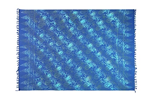 SAIVONA Sarong Sarong Mujeres Sarong Cruzado Tela Playa Falda Playa Toalla como Toalla Envolvente Vestido Toalla Mujeres Sarong Cruzado Hecho a Mano Comercio Justo Batik Azul producción Vintage
