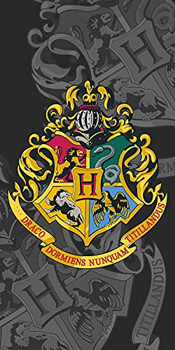 Kasdesign Serviette de Plage Harry Potter Noire Blason Poudlard Toallas de baño, Multicolor, Único