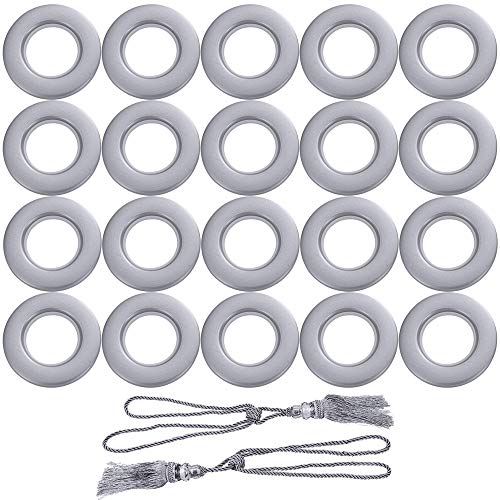 Nsiwem Anillos de Cortina con Ojales 20 Piezas Ollaos para Cortinas 40mm Diámetro Interno Aros Cortinas Plastico Ollaos para Cortinas a Presion para Bricolaje Cortinas Plata