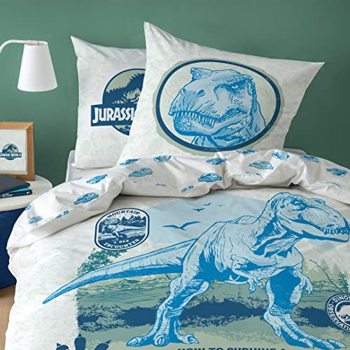 MTOnlinehandel Jurassic World - Juego de ropa de cama para niños (135 x 200 cm), diseño de dinosaurios T Rex