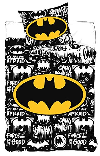 BrandMac Batman - Juego de funda nórdica de 140 x 200 cm y funda de almohada de algodón
