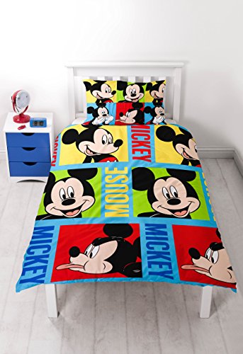 Disney Mickey Mouse - Juego de Cama de Mickey Mouse de Impresión Brillante, poliéster, Multicolor, Cama Individual
