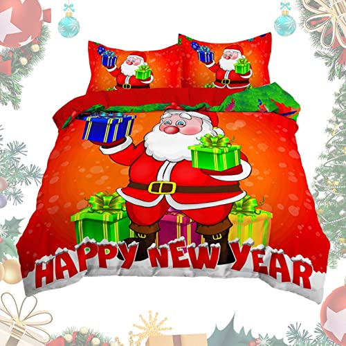 Voiakiu Juego de ropa de cama de microfibra,Juego de mantas navideñas con estampado de estilo festivo - Edredones de microfibra con colcha y fundas de almohada en decoración navideña