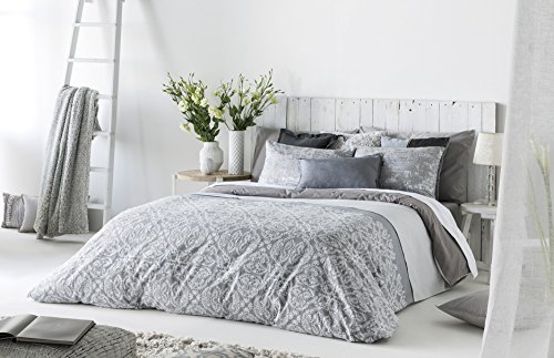 Antilo - Funda nórdica DEKA cama 135 - Color Gris (Juego duvet 3 piezas con saco nórdico, cojines decorativos y funda de almohada)