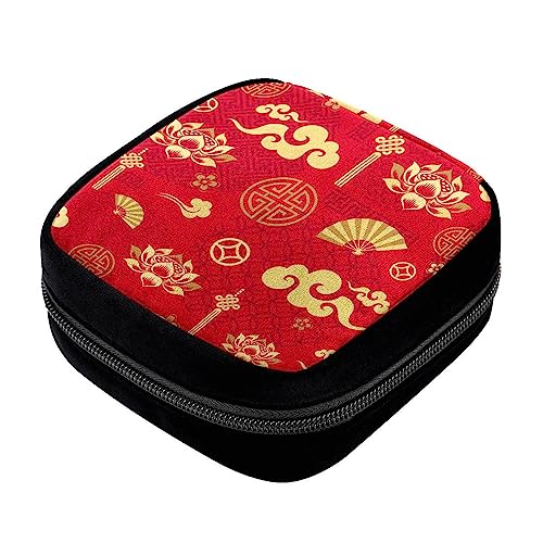 Bolsa de período,bolsa de almacenamiento de toallas sanitarias,soporte de almohadilla para el período,Elementos chinos rojo