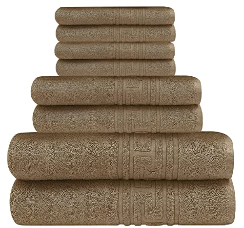 DTEX HOMES Juego de 8 toallas de 100% algodón egipcio hilado en anillo, 700 g/m², resistentes a la decoloración, suaves y altamente absorbentes, color marrón