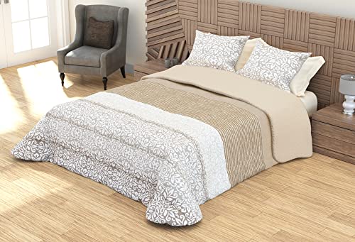 Edredón Nórdico Borreguillo cama135 cm/Sherpa de Color y Sedalina Tacto melocotón. Edredón de Invierno Modelo Valeria Beis Tacto Suave, calientito. Mercatienda.