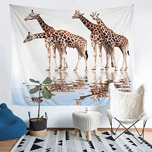Manta de pared con diseño de jirafa, diseño de animales zoológicos, para niños, niñas, adolescentes, safari, estampado salvaje, funda de edredón transpirable, jirafas, para colgar en la pared, tapiz