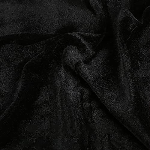 Yimihua Tela de Terciopelo Tejido Decorativo triturado Material elástico Craft Stretch Engrosado paño Decorativo de franel Mantel de Cortina 160cm de Ancho Vendido por 1 Metro(Color:Negro)