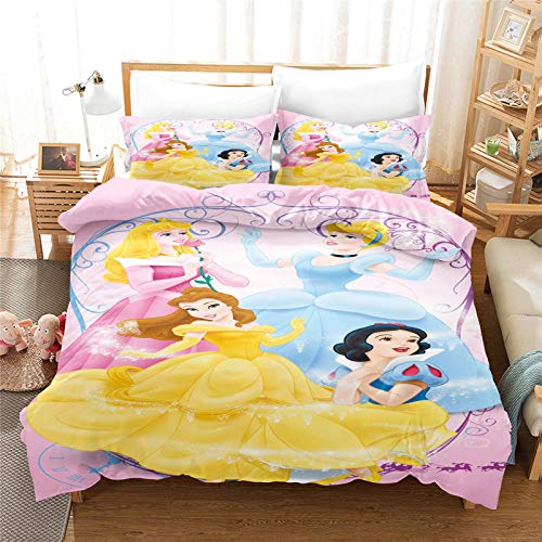 LKFFHAVD Disney Princesas – Ropa de cama ELSA – Ropa de cama infantil, ropa de cama de 135 x 200 cm, microfibra rosa, funda nórdica y funda de almohada (140 x 210 cm, 5)