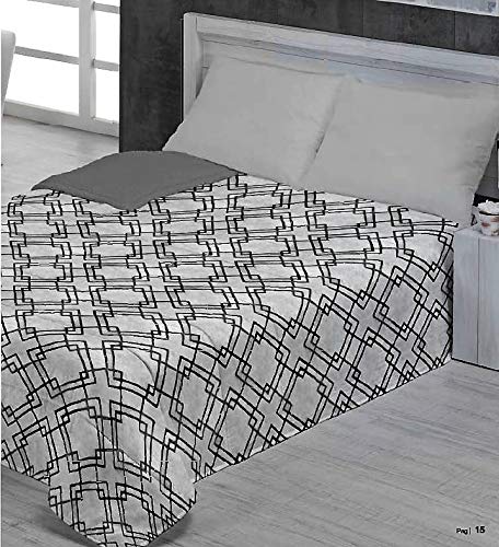 ForenTex - Edredón nórdico de 600 g/m2, (Carry Gris), para Cama 135 cm y 150 cm (240 x 260 cm) Parte Superior de sedalina, Parte Inferior de Borreguillo NO Incluye Cojines