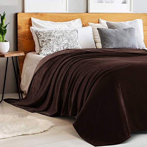 Manta Sofá Cama, 300 g/m² de Sedalina de 100% poliéster de microseda, 180x220cm, No Suelta Pelo (Marrón Chocolate, 180x220cm)