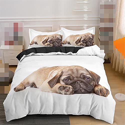 3D lindo pug suave edredón cubierta animal cama cama individual doble reina dormitorio