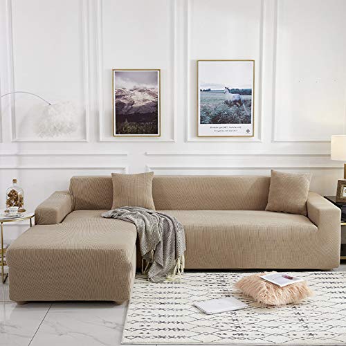 ZPEE Fundas de sofá antideslizantes tejidas para sala de estar, funda elástica para sofá esquinero en forma de L, 1 funda de sofá de poliéster, B de 2 plazas/145-185 cm