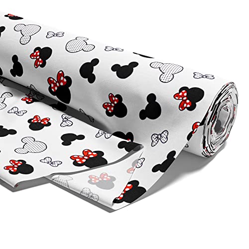 Telas por metro algodon 2 M - Telas para patchwork infantiles retales de tela decorativa estampadas Ratón rojo