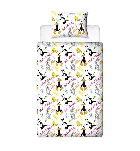 Looney Tunes Funda de edredón Oficial para Cama Individual, diseño de pandillas, Reversible de 2 Caras, Funda de Almohada incluida (LYTGNGDS001UK1)