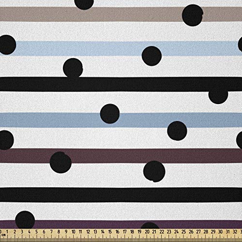 ABAKUHAUS Geométrico Tela por Metro, Dibujado A Mano Líneas Dots, Microfibra Decorativa para Artes y Manualidades, 2M (230x200cm), Multicolor