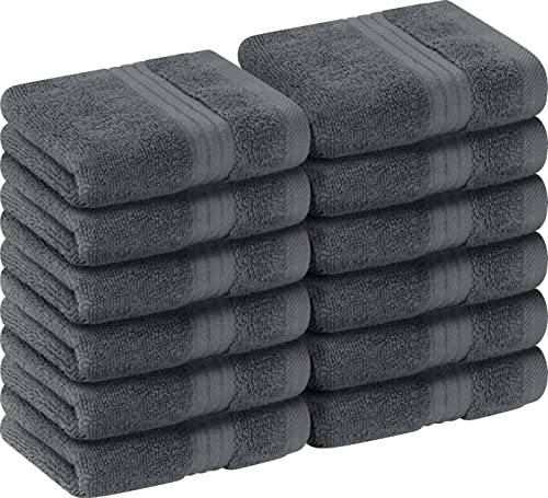 Utopia Towels - Juego de Toallas de Lujo 30 x 30 CM - Toallas de Franela Altamente absorbentes (Paquete de 12) (Gris)