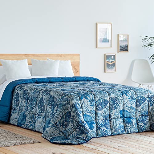 Barceló Hogar - Edredón Conforter Reversible Acapulco, Color 11 Azul, Cama 135 cm, Medida 235x270 cm, Edredón Estampado, Esquinas Redondas