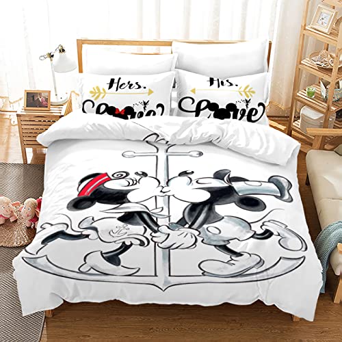 Ropa De Cama Dibujos Animados Animaleses Ratón Animado con 2X Funda Almohada 40X75Cm Juego De Funda Nórdica 135 X 200 Cm Microfibra Funda Nórdica 90 para Niños Niñas