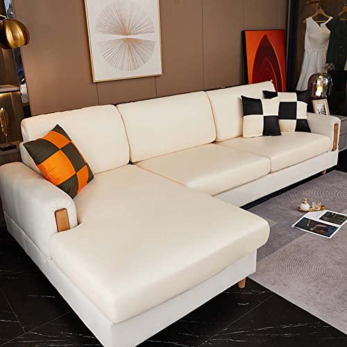 Lujosa funda de sofá de piel sintética para 2 3 4 plazas, impermeable, elástica, protector de muebles para mascotas y niños